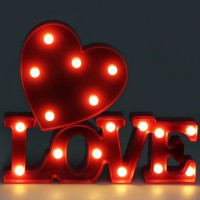 3D LED LOVE Sign Table Lamp With Heart