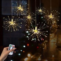 Waterproof LED Remote Control Firework Hanging Starburst Fairy Lights For Home And Outdoor Decorations