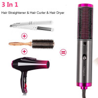 New Generation 3 in 1 Fast Heating Iron Hair Straightener and Hair Dryer brush