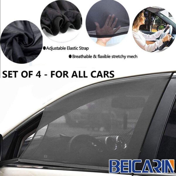 4Pcs Universal Car Window Stretchable Sun Shade
